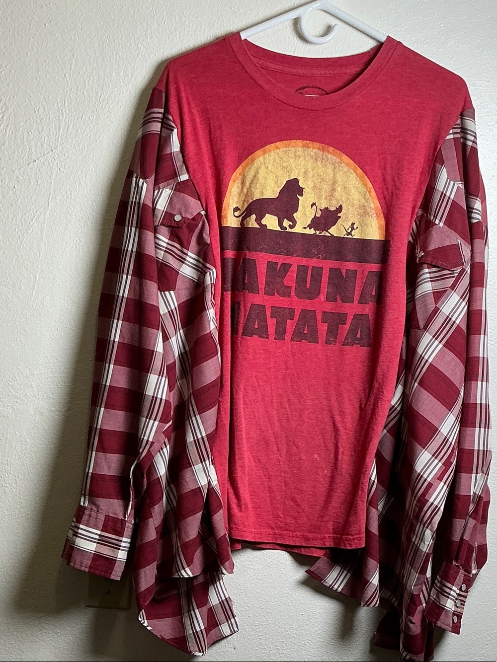 Women’s Upcycled Hakuna Matata Flannel Shirt | Handmade One-of-a-Kind